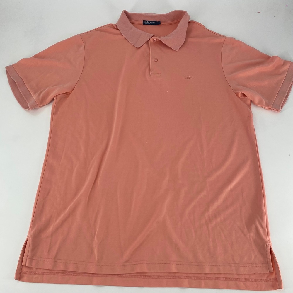 Southern Marsh Mens XL Coral Short Sleeve Collared Polo Shirt Embroidered Logo